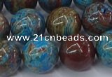 CAG9476 15.5 inches 14mm round blue crazy lace agate beads