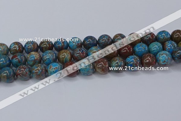 CAG9476 15.5 inches 14mm round blue crazy lace agate beads