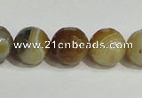 CAG948 16 inches 14mm faceted round madagascar agate gemstone beads