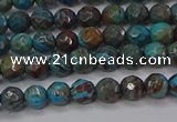 CAG9480 15.5 inches 4mm faceted round blue crazy lace agate beads