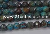 CAG9480 15.5 inches 4mm faceted round blue crazy lace agate beads