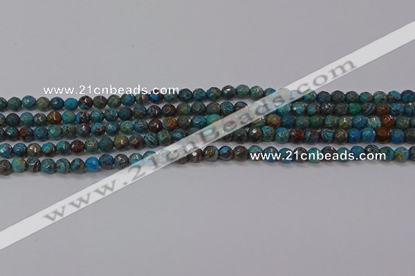 CAG9480 15.5 inches 4mm faceted round blue crazy lace agate beads