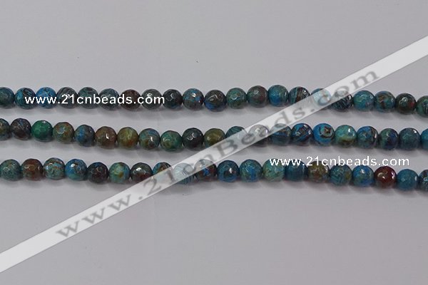 CAG9481 15.5 inches 6mm faceted round blue crazy lace agate beads