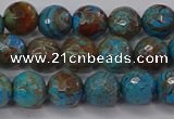 CAG9482 15.5 inches 8mm faceted round blue crazy lace agate beads