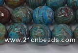 CAG9483 15.5 inches 10mm faceted round blue crazy lace agate beads