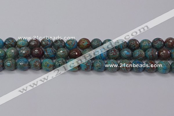CAG9483 15.5 inches 10mm faceted round blue crazy lace agate beads