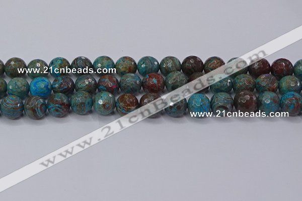 CAG9484 15.5 inches 12mm faceted round blue crazy lace agate beads