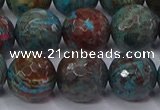 CAG9485 15.5 inches 14mm faceted round blue crazy lace agate beads