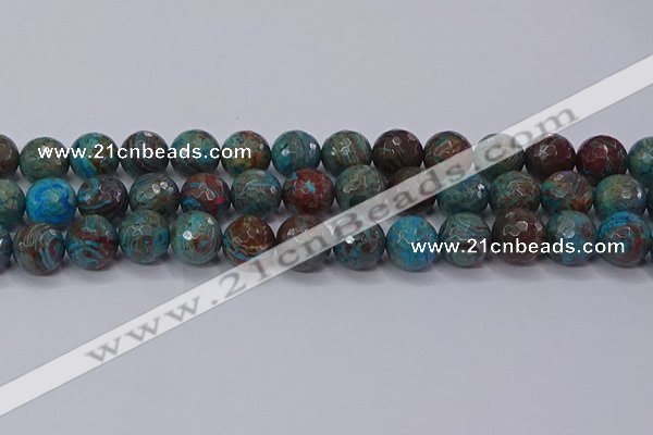 CAG9485 15.5 inches 14mm faceted round blue crazy lace agate beads