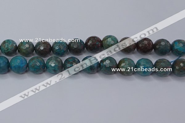 CAG9486 15.5 inches 16mm faceted round blue crazy lace agate beads