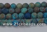 CAG9492 15.5 inches 4mm round matte blue crazy lace agate beads