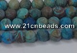 CAG9493 15.5 inches 6mm round matte blue crazy lace agate beads