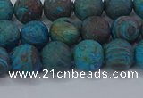 CAG9494 15.5 inches 8mm round matte blue crazy lace agate beads