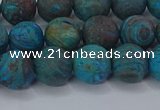 CAG9495 15.5 inches 10mm round matte blue crazy lace agate beads