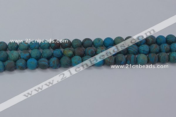 CAG9495 15.5 inches 10mm round matte blue crazy lace agate beads