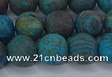 CAG9496 15.5 inches 12mm round matte blue crazy lace agate beads