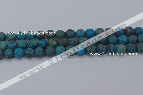 CAG9496 15.5 inches 12mm round matte blue crazy lace agate beads