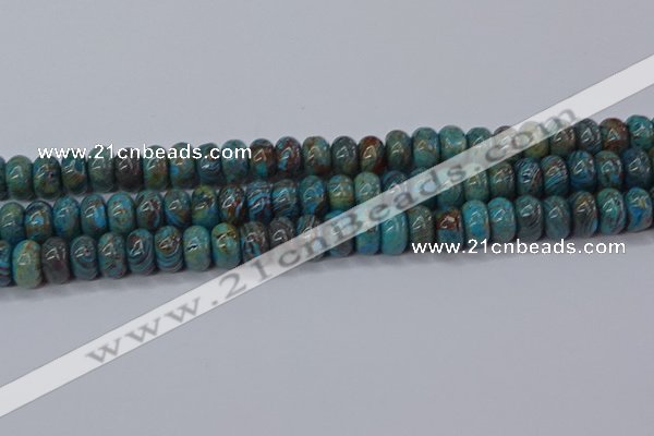 CAG9501 15.5 inches 6*10mm rondelle blue crazy lace agate beads