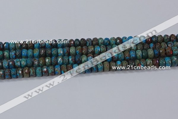 CAG9504 15.5 inches 5*8mm faceted rondelle blue crazy lace agate beads