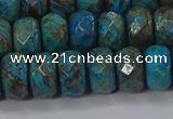 CAG9505 15.5 inches 6*10mm faceted rondelle blue crazy lace agate beads