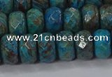 CAG9505 15.5 inches 6*10mm faceted rondelle blue crazy lace agate beads