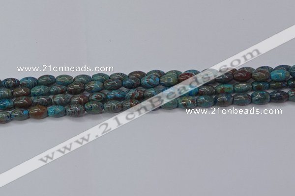 CAG9510 15.5 inches 5*8mm rice blue crazy lace agate beads