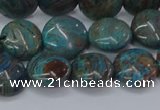 CAG9514 15.5 inches 12mm flat round blue crazy lace agate beads