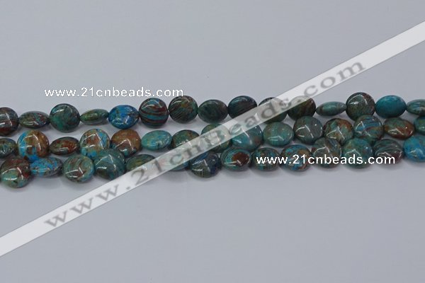 CAG9514 15.5 inches 12mm flat round blue crazy lace agate beads