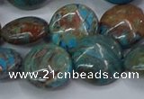 CAG9516 15.5 inches 16mm flat round blue crazy lace agate beads