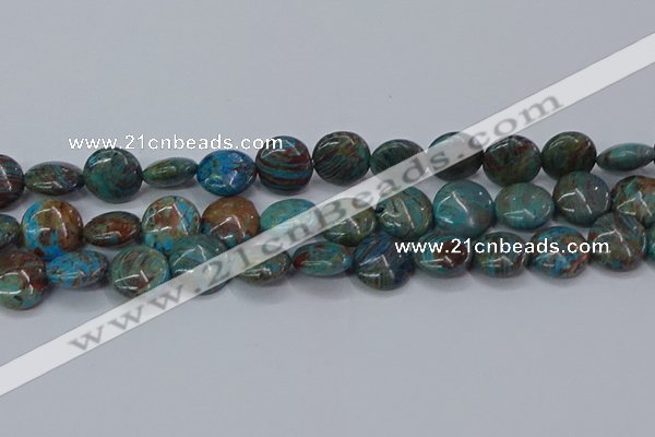 CAG9516 15.5 inches 16mm flat round blue crazy lace agate beads