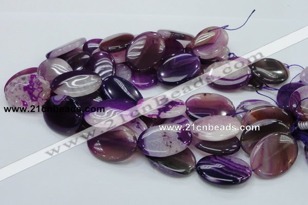 CAG952 15.5 inches 22*30mm oval purple agate gemstone beads