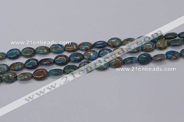 CAG9520 15.5 inches 10*14mm oval blue crazy lace agate beads