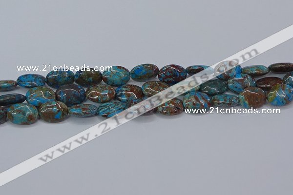 CAG9522 15.5 inches 13*18mm oval blue crazy lace agate beads