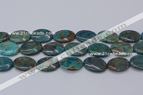 CAG9524 15.5 inches 18*25mm oval blue crazy lace agate beads