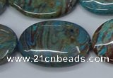 CAG9526 15.5 inches 25*35mm oval blue crazy lace agate beads