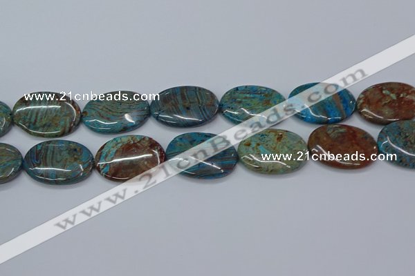 CAG9526 15.5 inches 25*35mm oval blue crazy lace agate beads