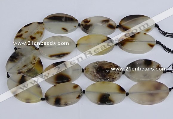 CAG9533 15.5 inches 30*50mm oval grey agate gemstone beads
