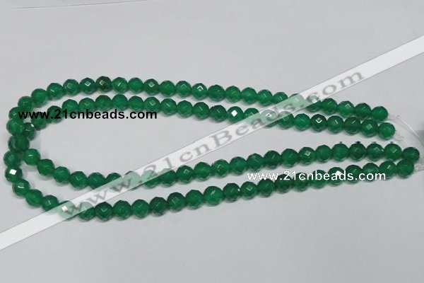 CAG955 15.5 inches 8mm faceted round green agate gemstone beads