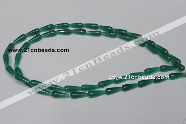 CAG957 15.5 inches 6*16mm teardrpop green agate gemstone beads