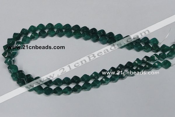 CAG960 15.5 inches 8*10mm twisted rice green agate gemstone beads