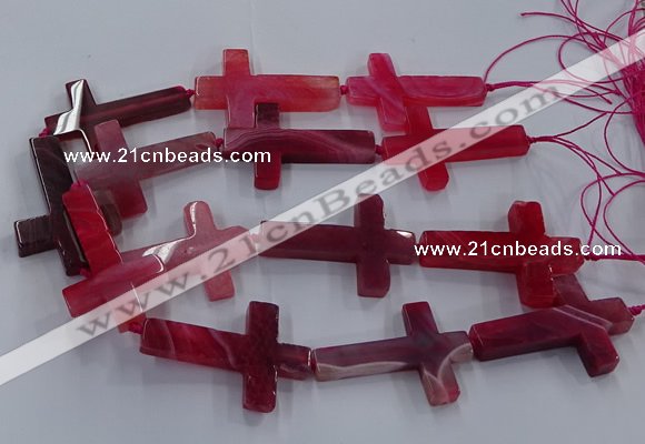 CAG9629 15.5 inches 32*48mm - 35*50mm cross dragon veins agate beads