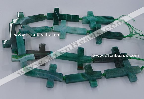 CAG9631 15.5 inches 32*48mm - 35*50mm cross dragon veins agate beads