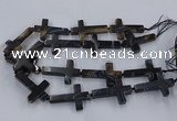 CAG9632 15.5 inches 32*48mm - 35*50mm cross dragon veins agate beads
