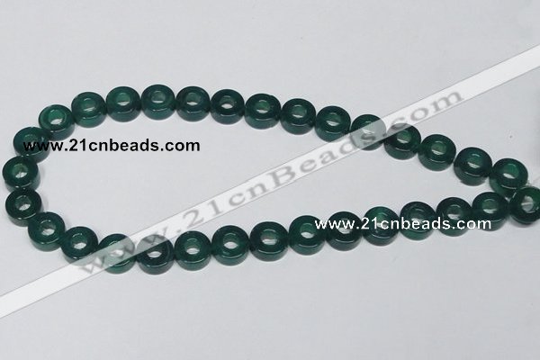 CAG964 15.5 inches 13mm donut green agate gemstone beads wholesale