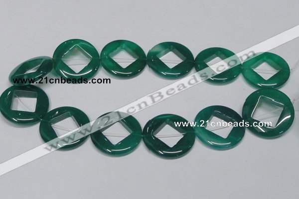 CAG966 15.5 inches 32mm donut green agate gemstone beads wholesale