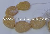 CAG9671 7.5 inches 30*40mm teardrop champagne plated druzy agate beads