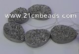 CAG9672 7.5 inches 30*40mm teardrop silver plated druzy agate beads