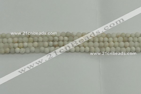 CAG9700 15.5 inches 4mm round matte grey agate beads wholesale