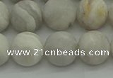 CAG9704 15.5 inches 12mm round matte grey agate beads wholesale