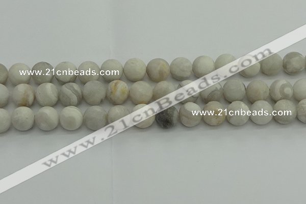 CAG9704 15.5 inches 12mm round matte grey agate beads wholesale